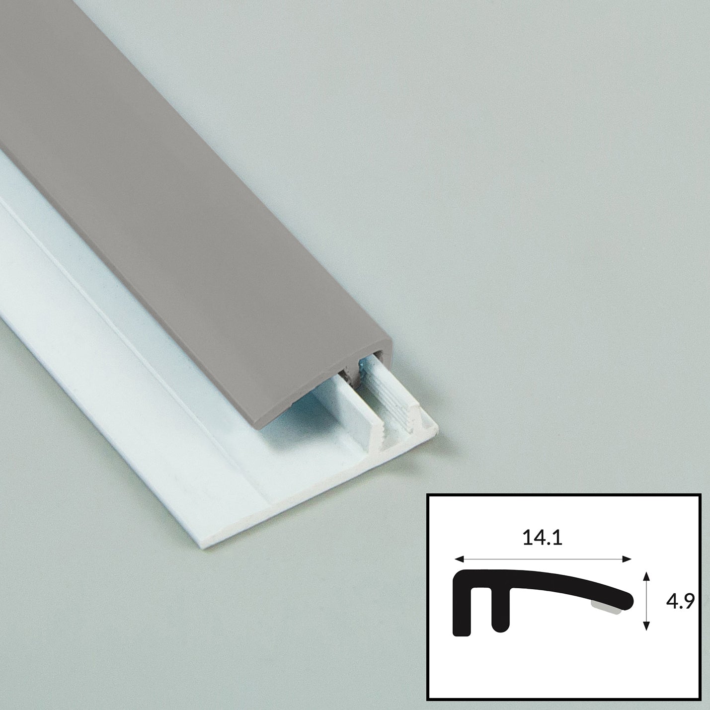 Rhino (Grey) PVC 2-Part Capping Profile with Satin Finish