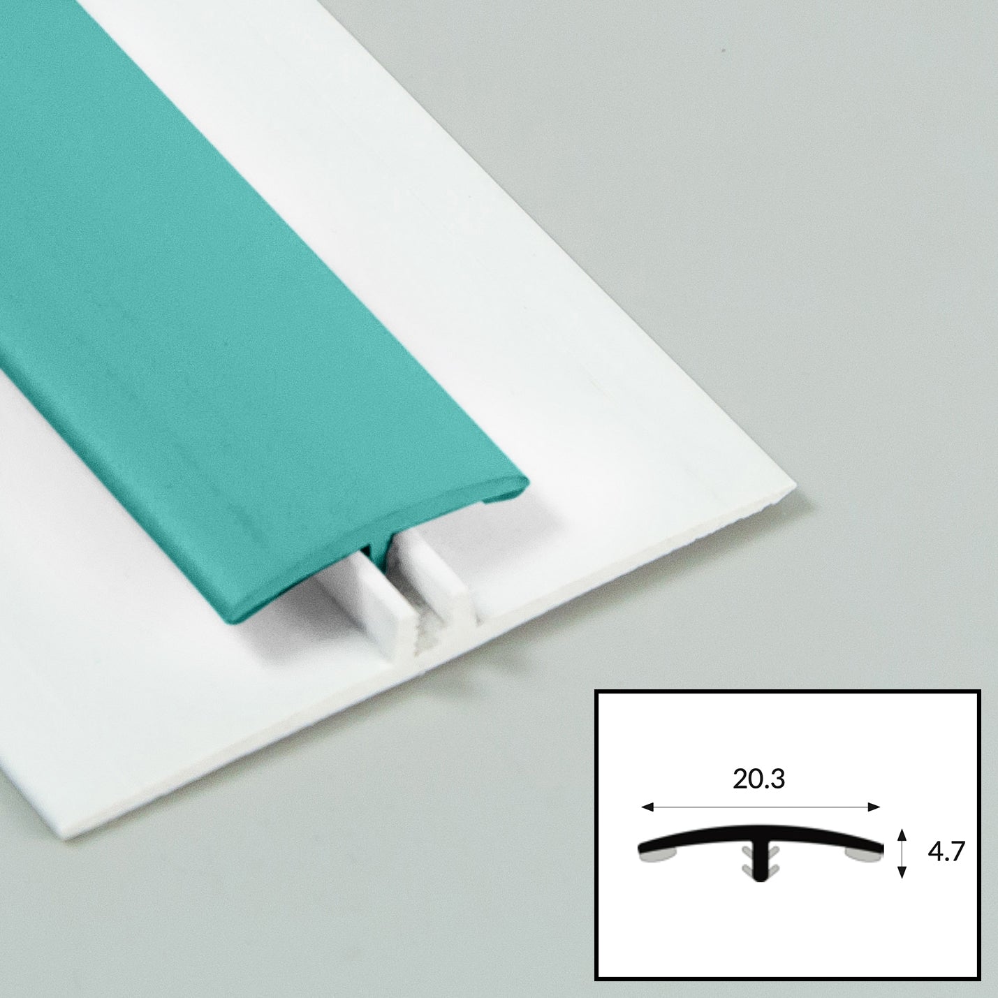 Atlantic (Turquoise) PVC 2-Part Capping Profile with Satin Finish