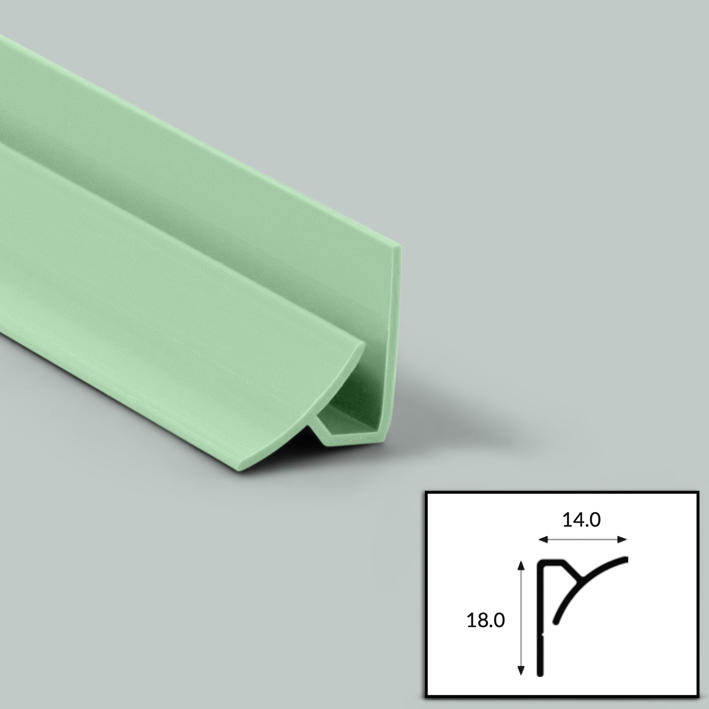 Kiwi (Green) PVC Internal Corner Profile with Satin Finish