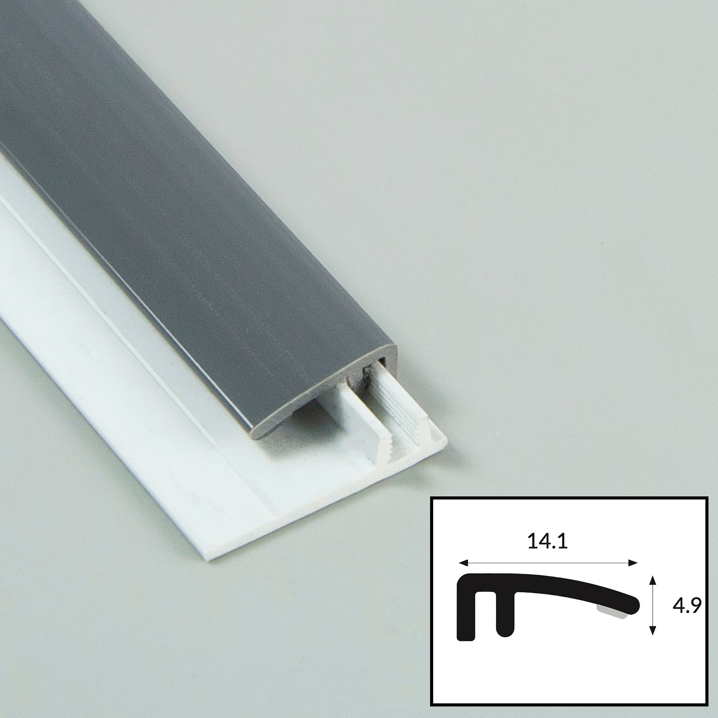 Ash (Grey) PVC 2-Part Capping Profile with Satin Finish