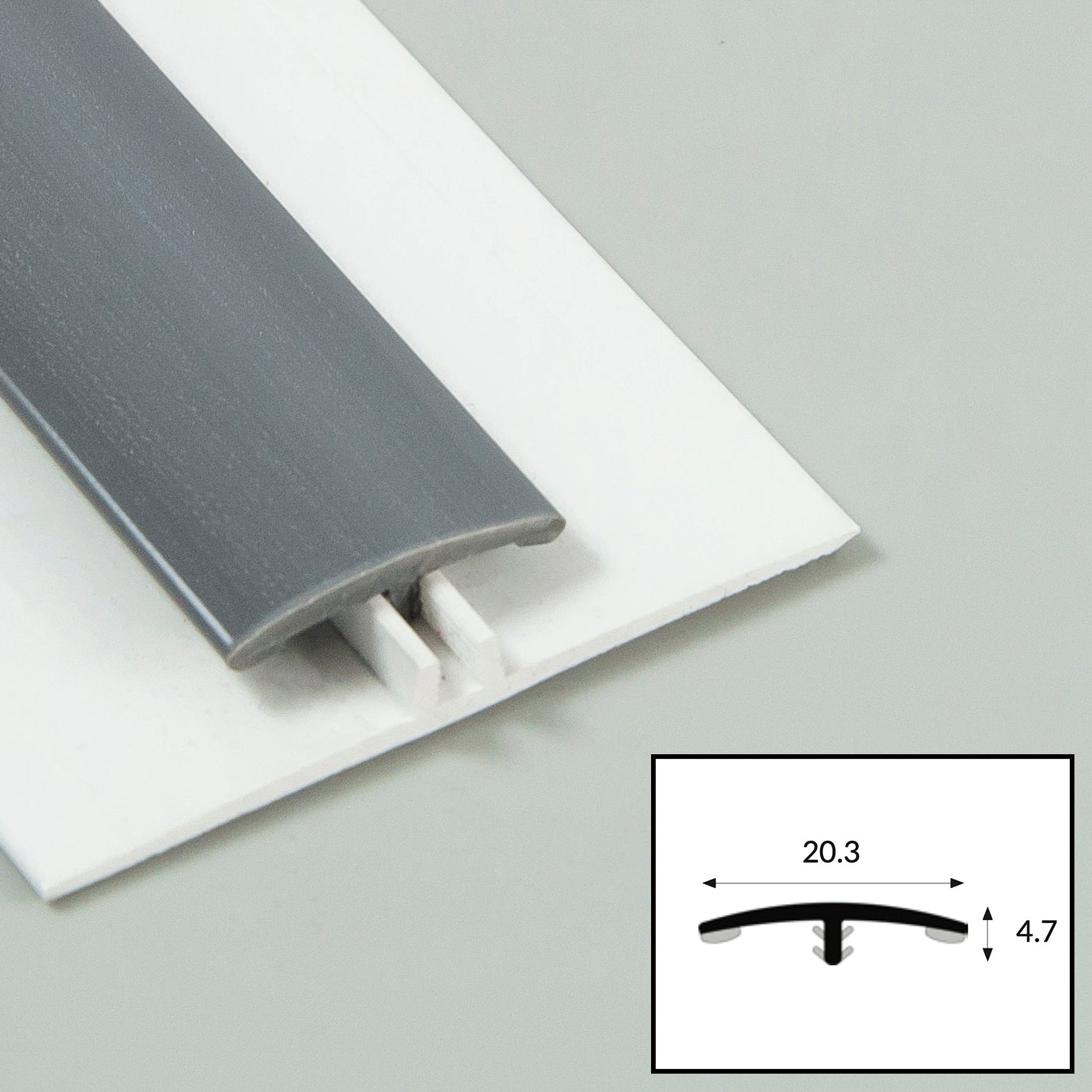 Ash (Grey) PVC 2-Part Joiner/Division Bar with Satin Finish