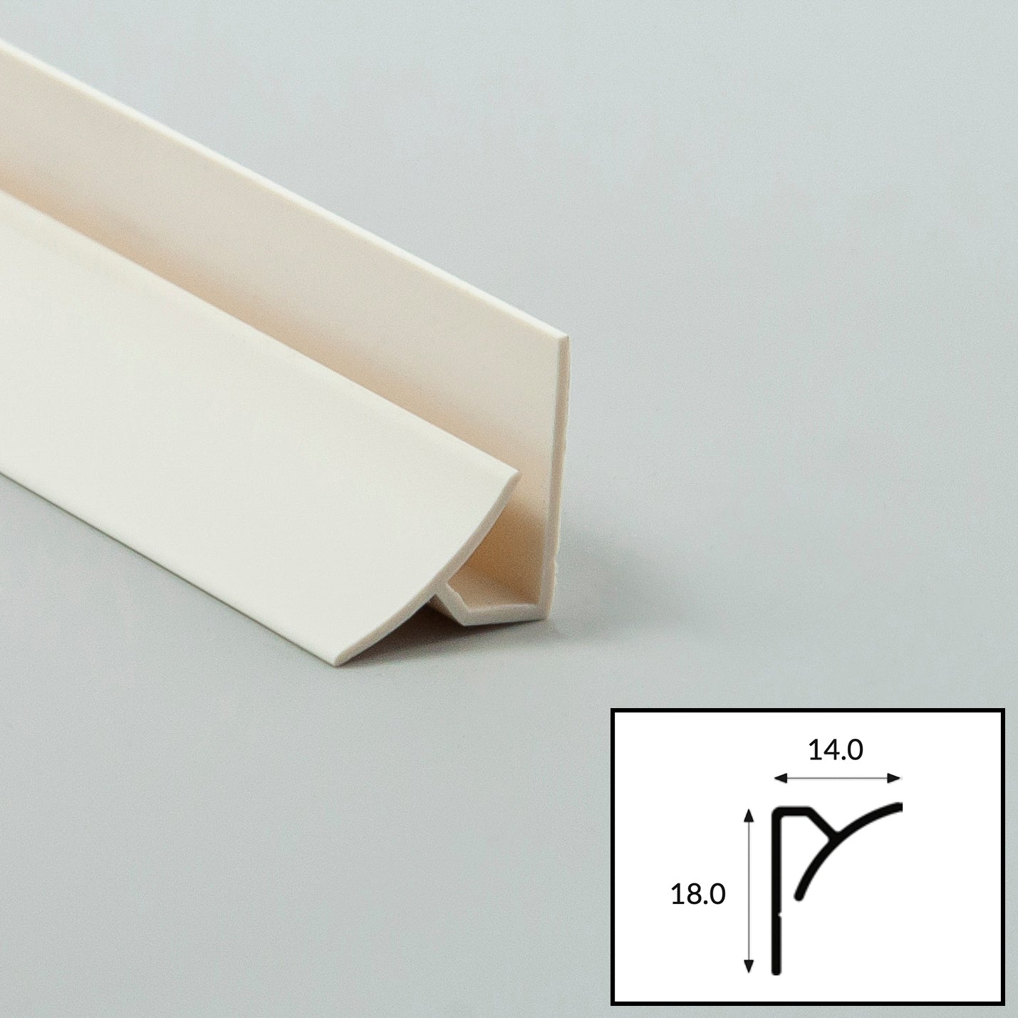 Ivory PVC Internal Corner Profile with Satin Finish