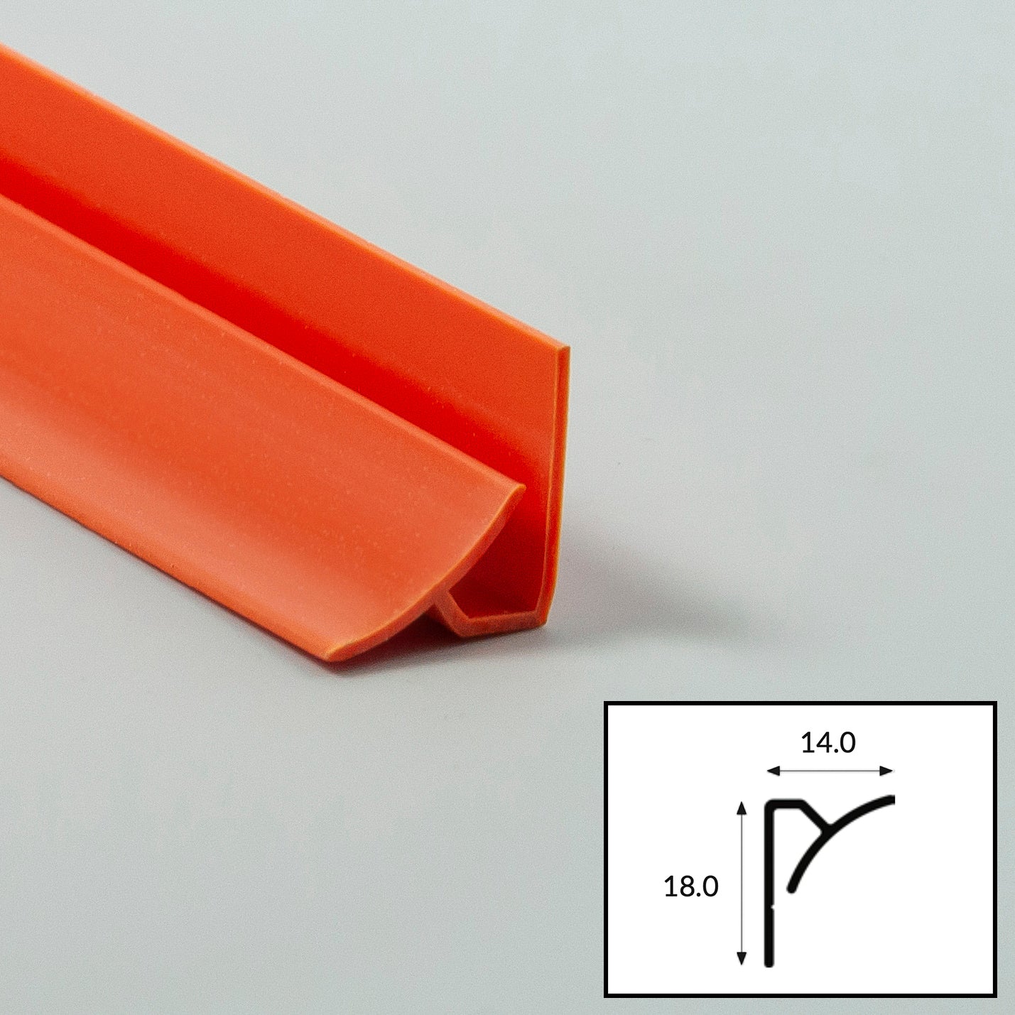 Orange PVC Internal Corner Profile with Satin Finish